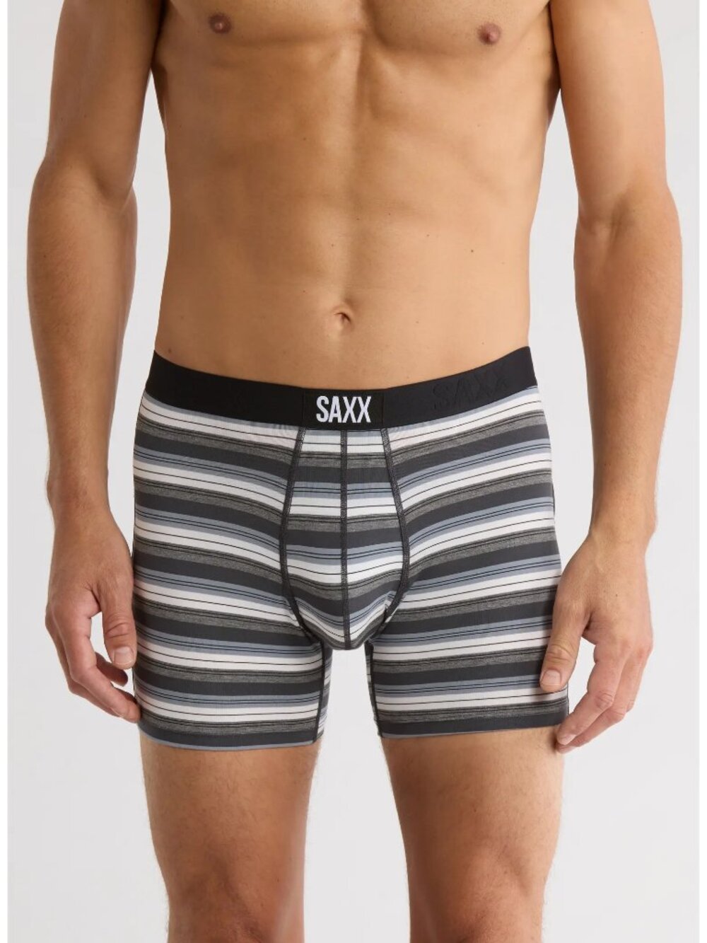 SAXX Vibe Super Soft Boxer Briefs in Freehand Stripe Grey